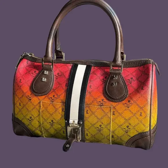 Sale 🔥 L.A.M.B. Green Red Yellow Gradient Handbag. Rasta Bag by Gwen Stefani. - Picture 3 of 11